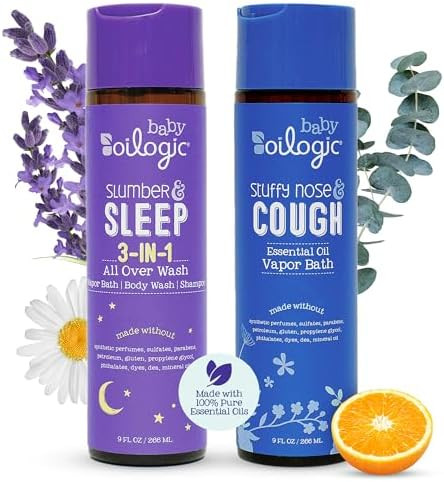 Oilogic Bath Baby Essentials (Slumber & Sleep, Stuffy Nose & Cough) - Gentle Baby All-Over Wash w... | Amazon (US)