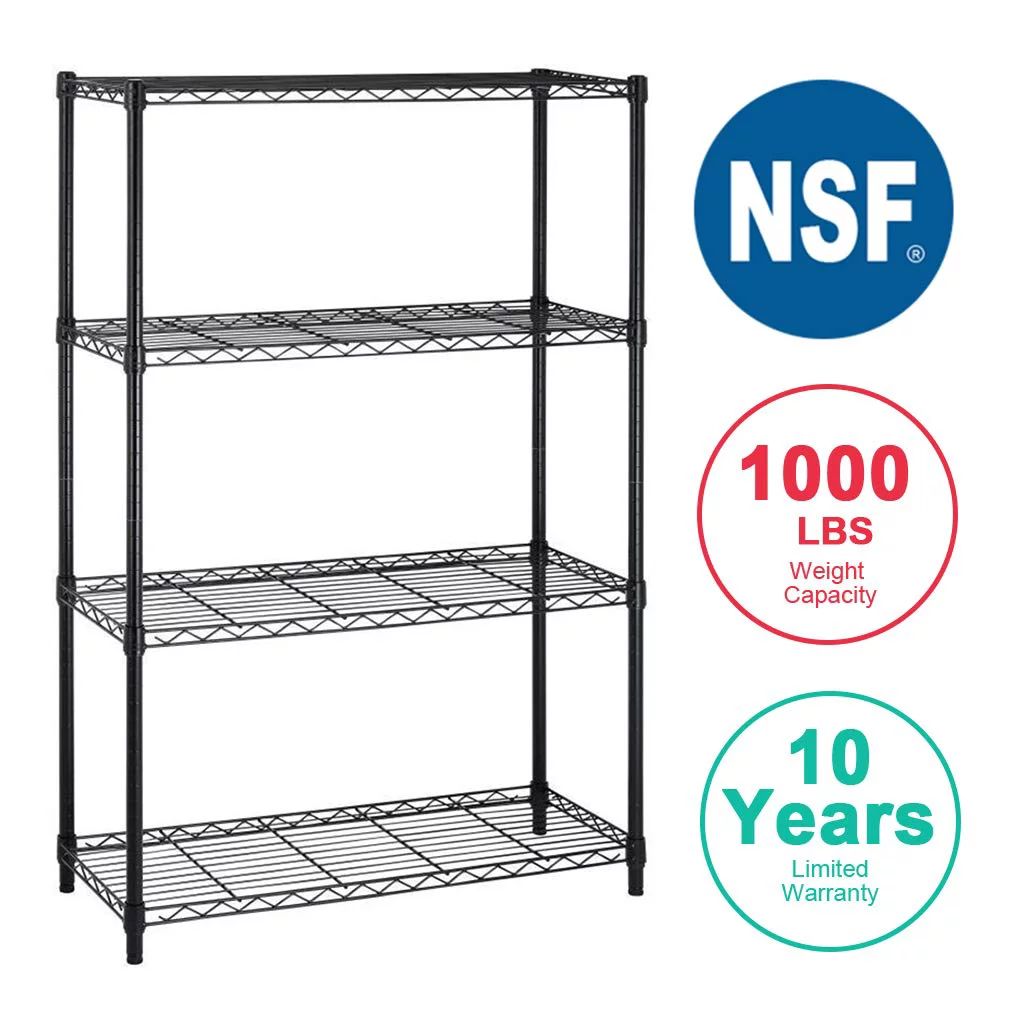 BestOffice 4Shelf Wire Shelving Unit Garage NSF Wire Shelf Metal Storage Shelves Heavy Duty Heigh... | Walmart (US)