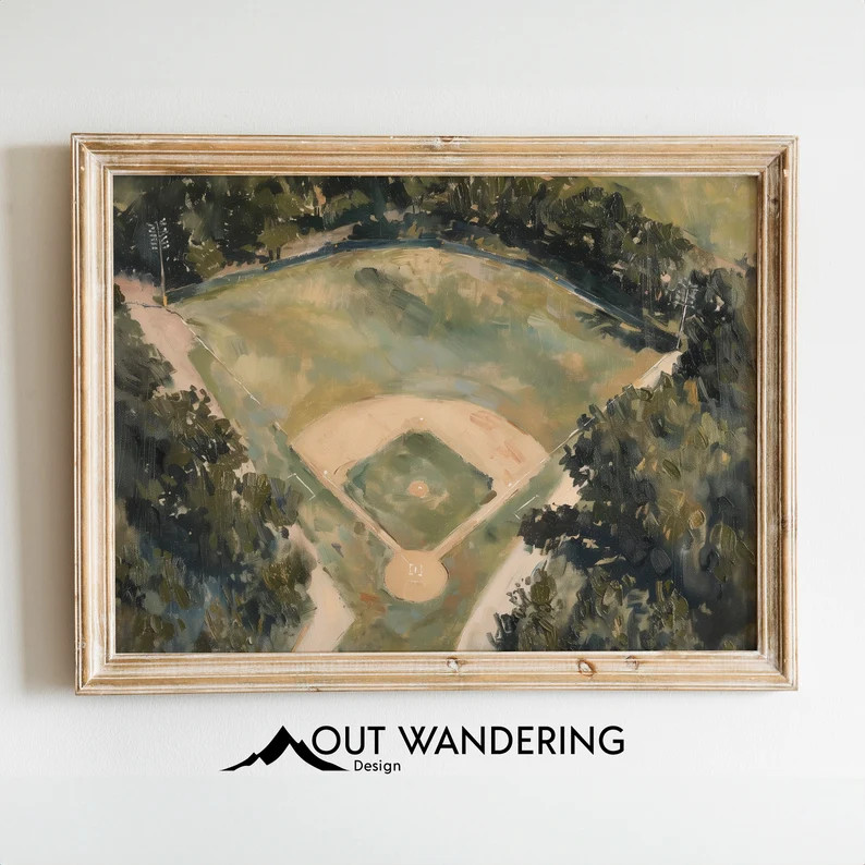 Baseball Field Vintage Art Oil Painting | Baseball Sports Lover Gift Idea | Baseball Diamond Room... | Etsy (US)