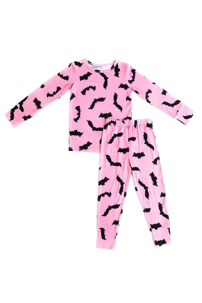 Pink Bat Two-Piece Long Set | Little Pajama Co.