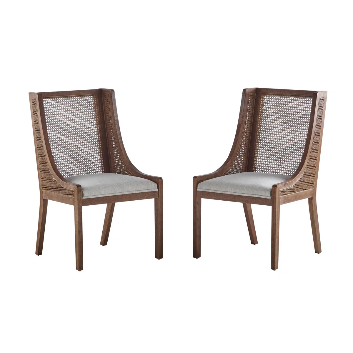 19.25'' H Upholstered Cane Back Side Chair (Set of 2) | Wayfair North America