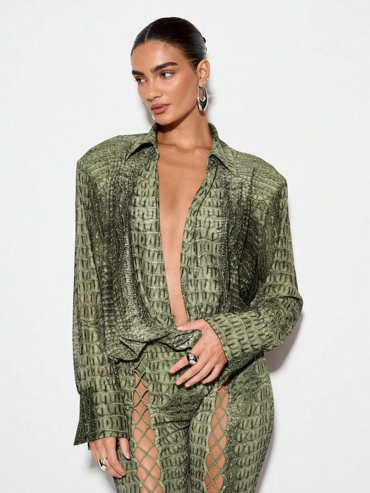 KIZN Long Sleeve Lace Up Leg Mock Neck Bodysuit Fall Winter Statement Piece Occasion Wear Draping... | SHEIN