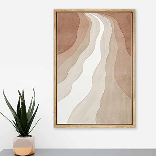 MUDECOR Framed Canvas Print Wall Art Brown Abstract River Landscape Geometric Shapes Watercolor Mode | Amazon (US)
