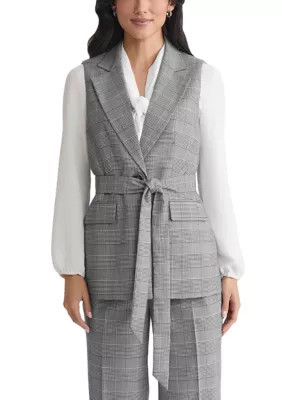 Kasper Women's Glen Plaid One Button Belted Vest | Belk