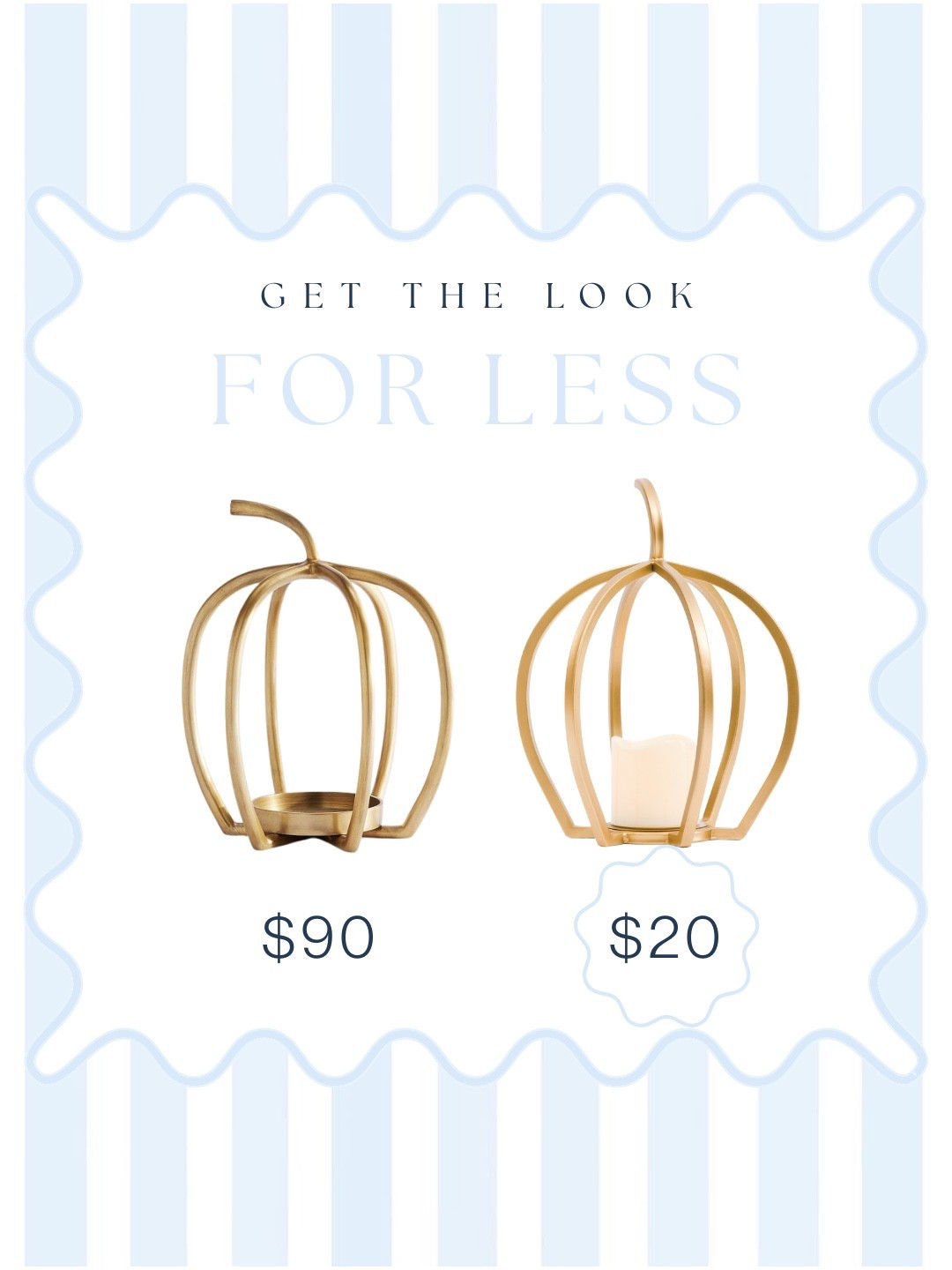 Get the Pottery Barn Gold Pumpkin Candle Holder Look for Less at TJ Maxx! 

Neutral Home, Neutral Fall Home Decor, Coastal Decor, Home Look For Less 

#LTKHome #LTKSeasonal #LTKFindsUnder50
