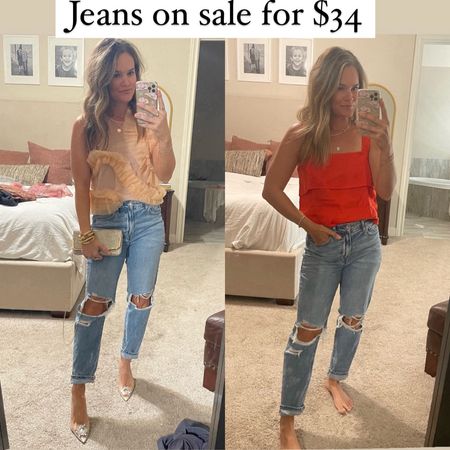 American eagle jeans on sale for $34 true sizing and available in lengths jeans, denim, date night, summer outfit, casual style 

#LTKFindsUnder50 #LTKStyleTip #LTKSaleAlert