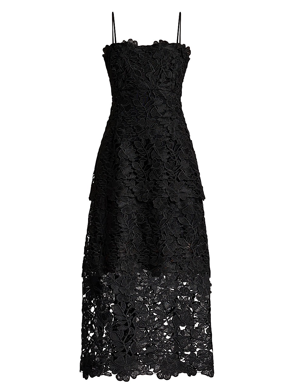 Tiered Guipure Lace Midi-Dress | Saks Fifth Avenue