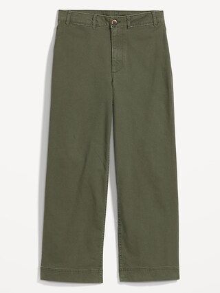 High-Waisted Wide-Leg Cropped Chino Pants for Women | Old Navy (US)