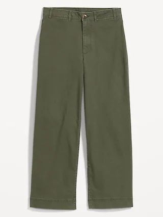 High-Rise Cropped Wide-Leg Chino Pants for Women | Old Navy (US)