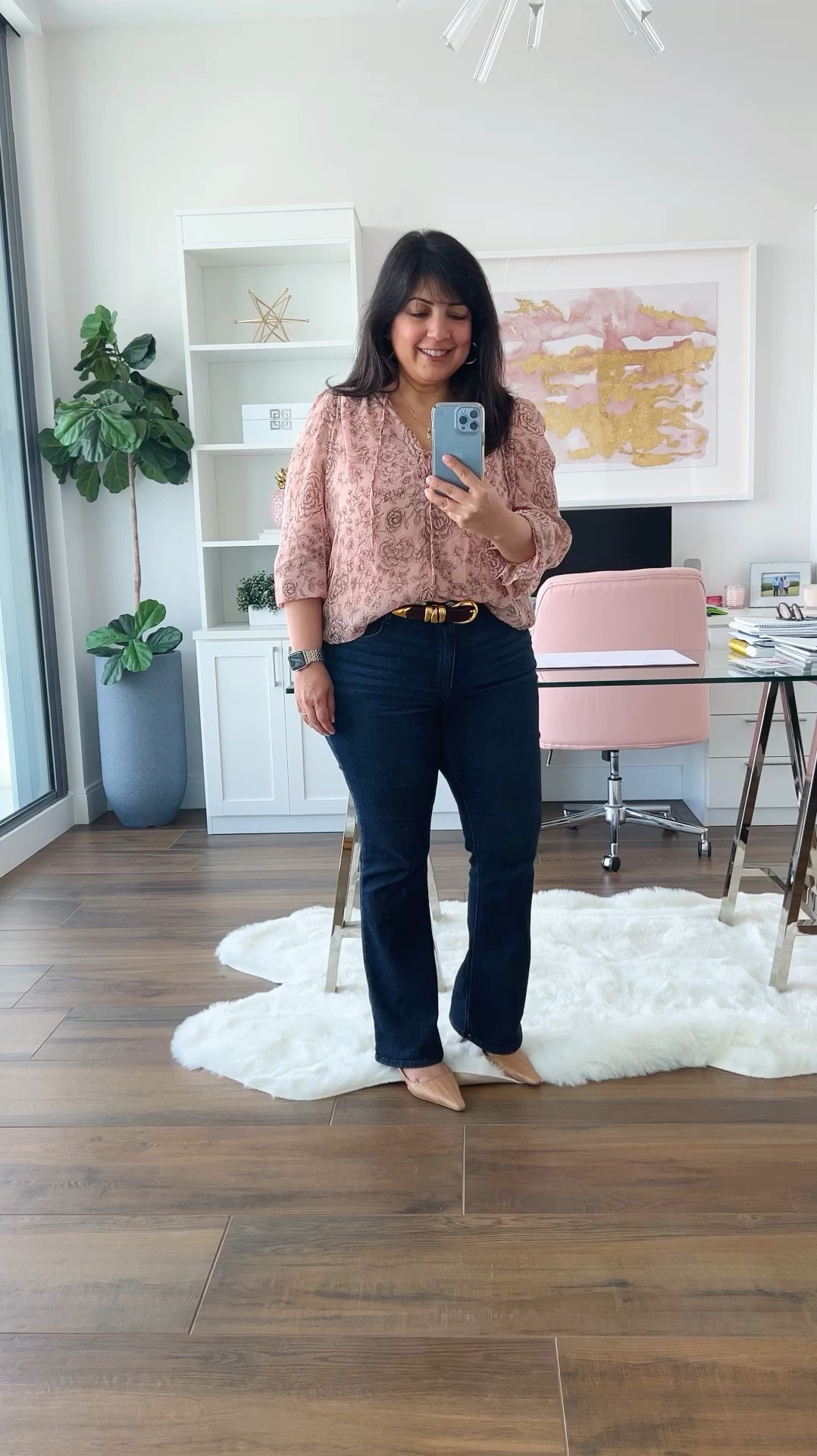 This pretty pink top is on sale for under $25 + free shipping today! Love the colors and print in this lightweight, flowy top for fall! Wearing it here in size large petite. Wit and Wisdom bootcut jeans size 12 petite. Madewell belt size large. Sam Edelman slingback heels true to size. Kendra Scott gold hoop earrings. Electric Picks necklace. Great fall outfit for workwear or casual wear! 

#LTKSaleAlert #LTKWatchNow #LTKCyberWeek