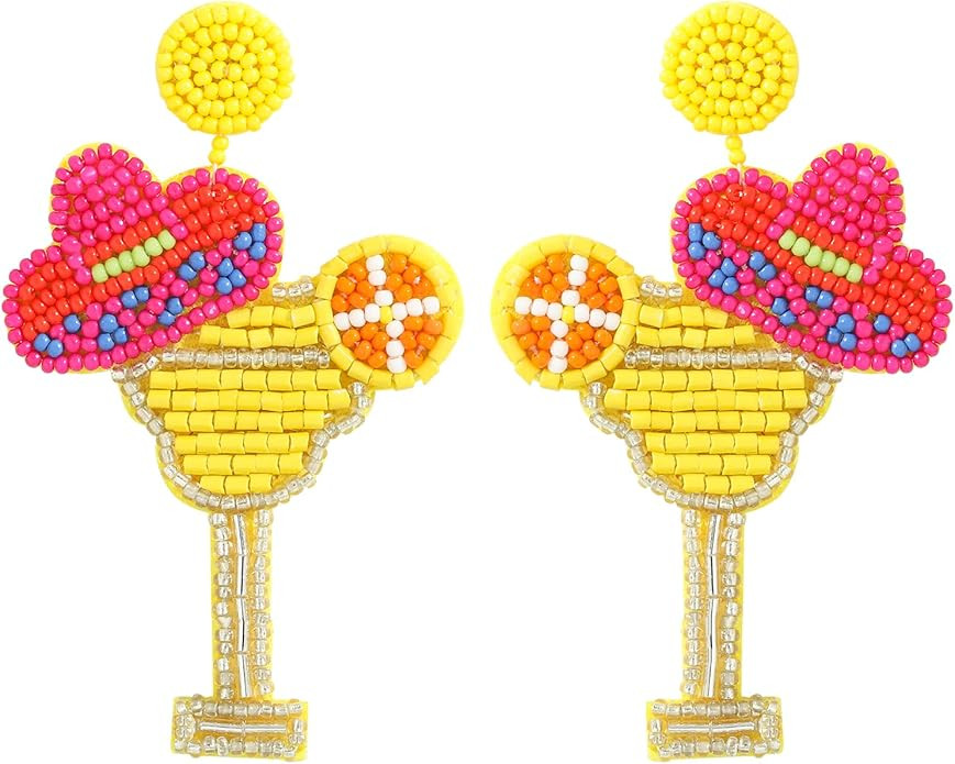 Dvacaman Fashion Cute DIY Beaded Cocktail Wine Glass Earrings for Women Colorful Handmade Bead Dr... | Amazon (US)