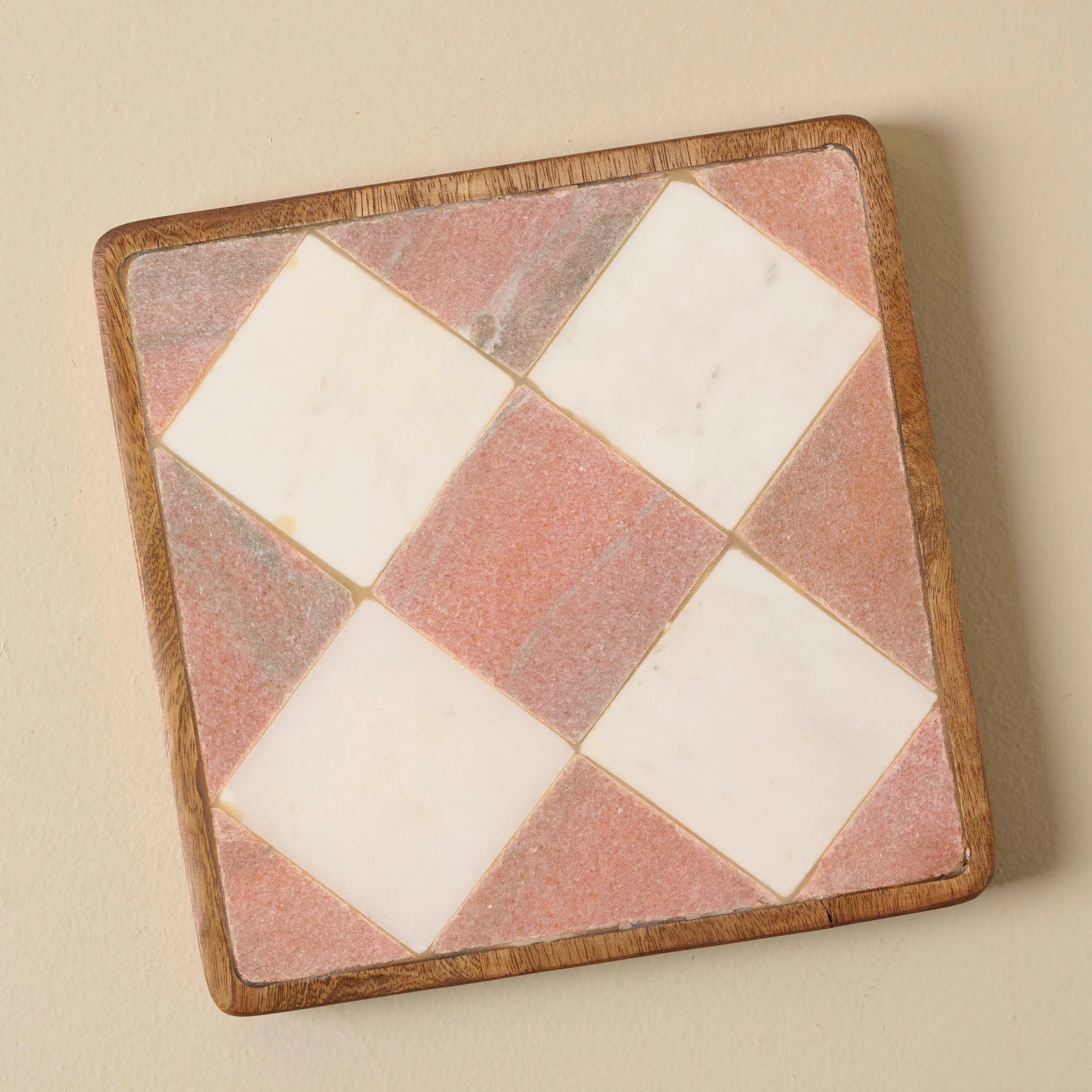 Carmella Checkered Marble Trivet | Magnolia