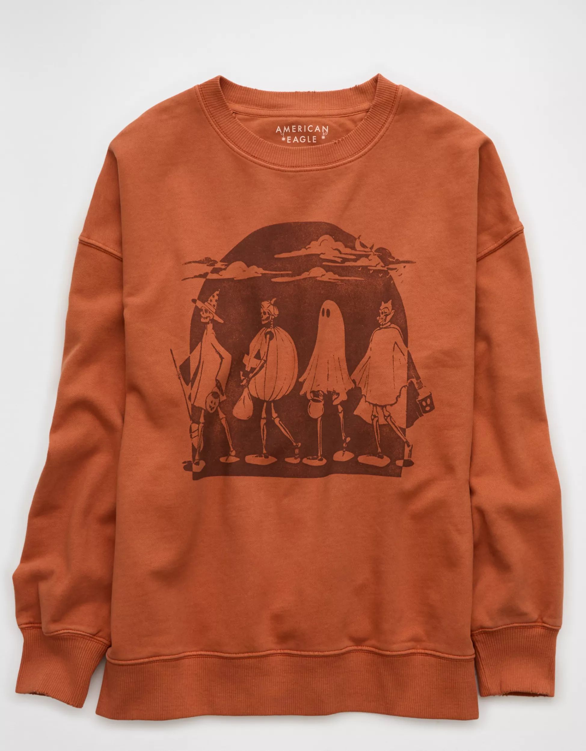 AE Halloween Oversized Graphic Crew Neck Sweatshirt | American Eagle Outfitters (US & CA)