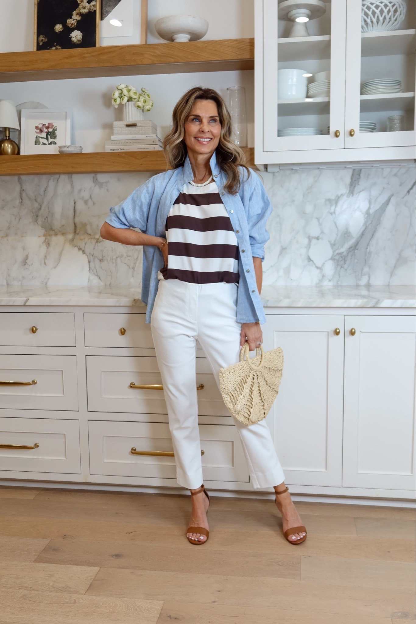 J.Jill new summer arrival are so pretty in the colors of the season and light breathable fabrics! I’m 5’6’’ wearing sz XS in everything 
-white denim jeans
-striped tee
-denim button up

@jjill

#LTKootd #LTKOver40 #LTKSeasonal