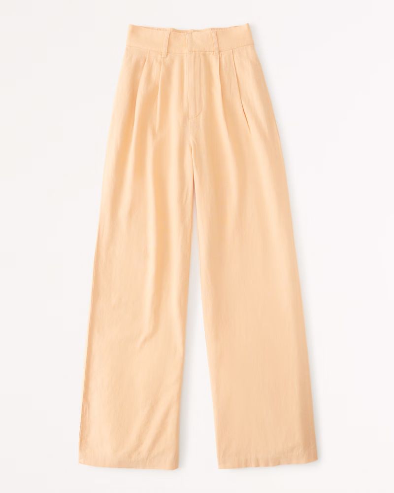 Women's Tailored Linen-Blend Wide Leg Pants | Women's Bottoms | Abercrombie.com | Abercrombie & Fitch (US)