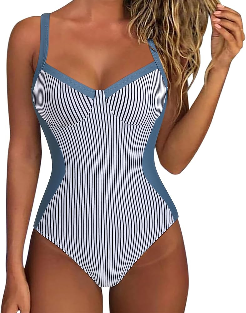 SUUKSESS Womens Tummy Control One Piece Swimsuit Sexy Crisscross Back Bathing Suit | Amazon (US)