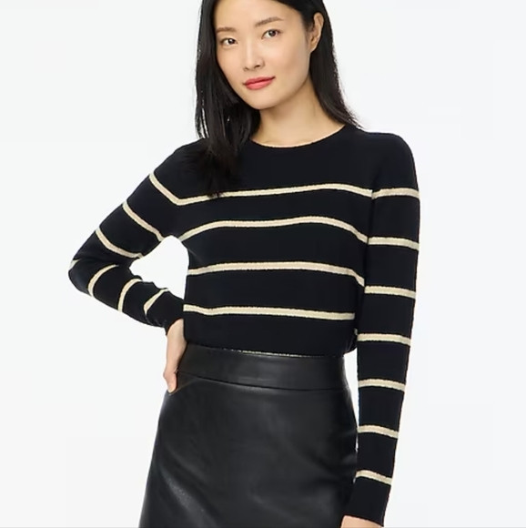 J Crew Factory Shimmer Striped Crewneck BV124 NWT Large | Poshmark