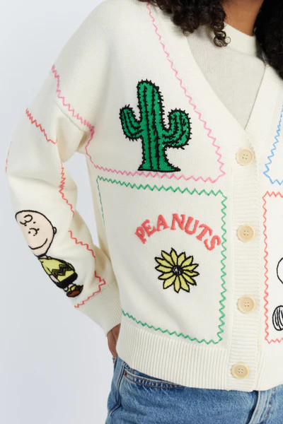 Cream Cotton Peanuts Vacation Cardigan | Chinti & Parker
