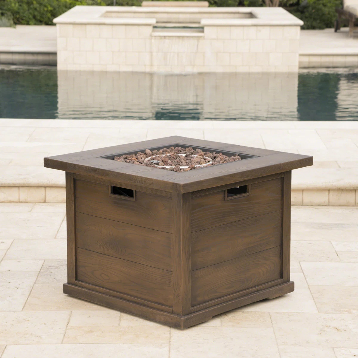 Sherry Square Polyresin Propane Smokeless Fire Pit Table with Hidden Fuel Tank | Wayfair North America