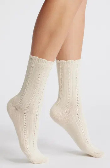 Textured Scallop Edge Crew Socks | Nordstrom