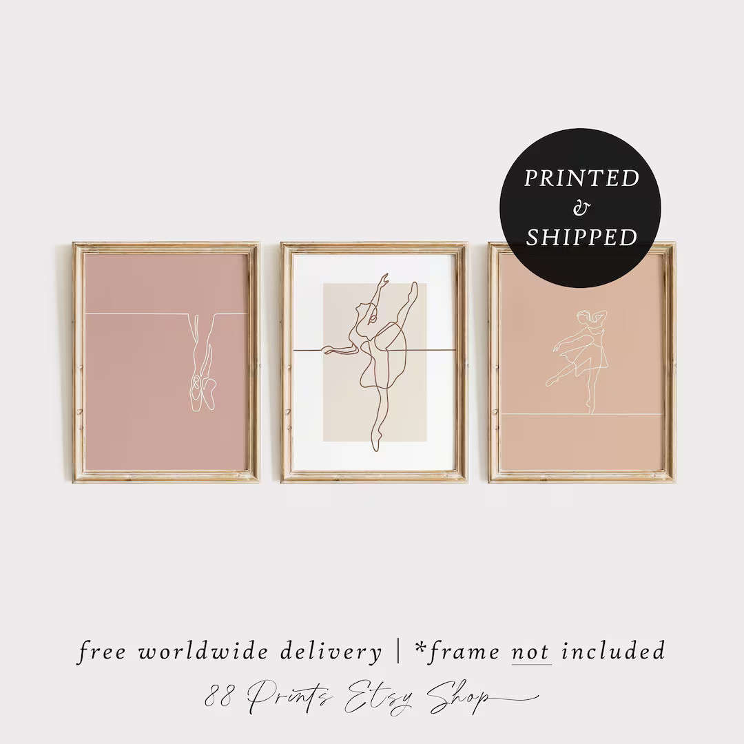 Ballerina Wall Art Set of 3 PRINTED and SHIPPED Mailed - Etsy | Etsy (US)