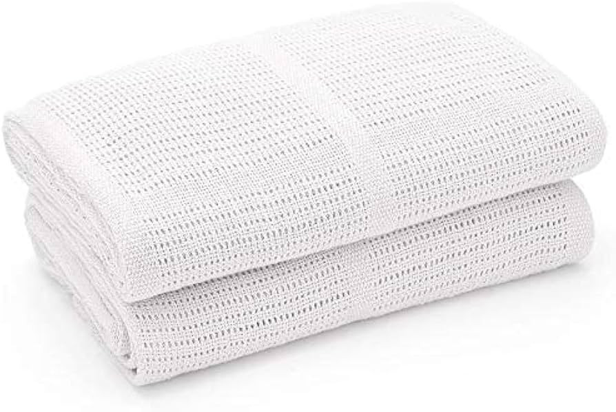 2-Pack 100% Organic Cotton Cellular Baby Blankets with Gifting Ribbon – Soft, All Natural & Bre... | Amazon (US)