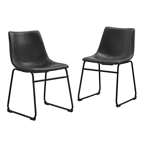 Walker Edison Douglas Urban Industrial Faux Leather Armless Dining Chairs, Set of 2, Black | Amazon (US)