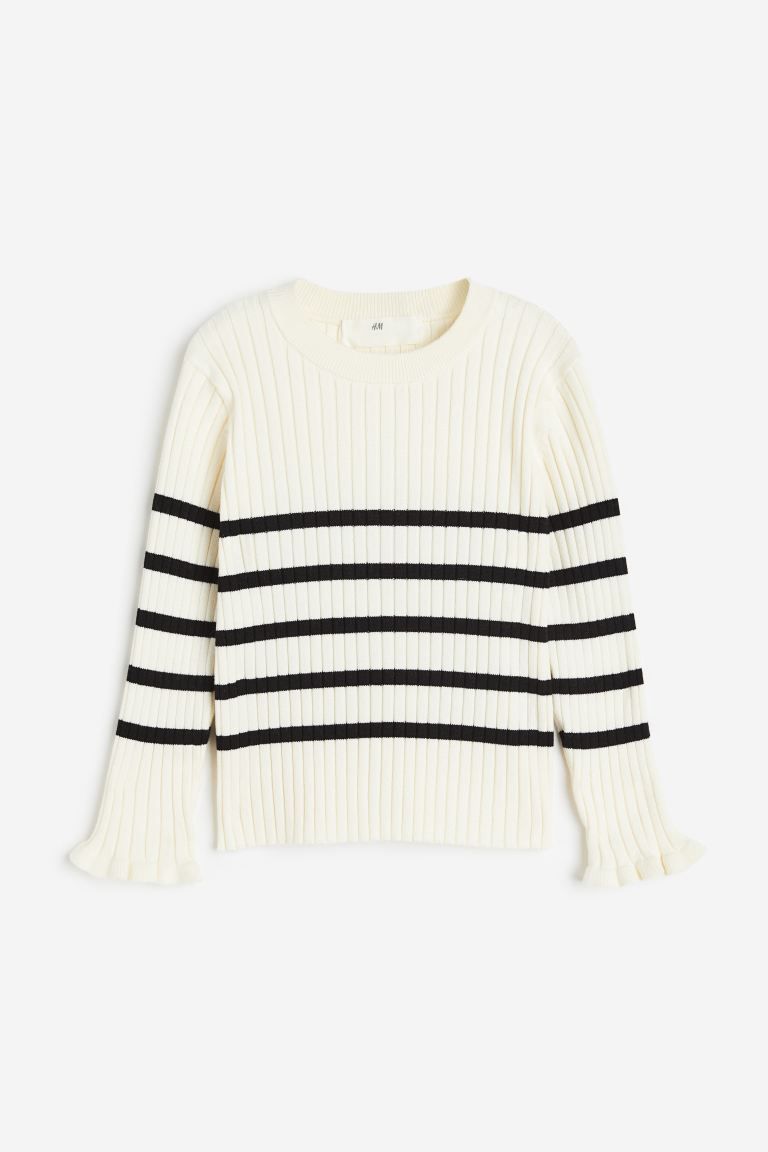 Rib-knit Sweater - White/striped - Kids | H&M US | H&M (US + CA)