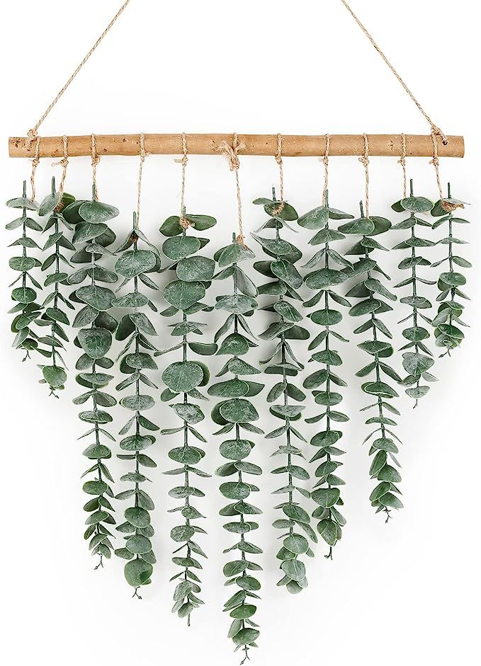 JIAOWEI Artificial Eucalyptus Wall Hanging Decor-Fake Eucalyptus Vines Greenery Boho Wall Decor f... | Amazon (US)