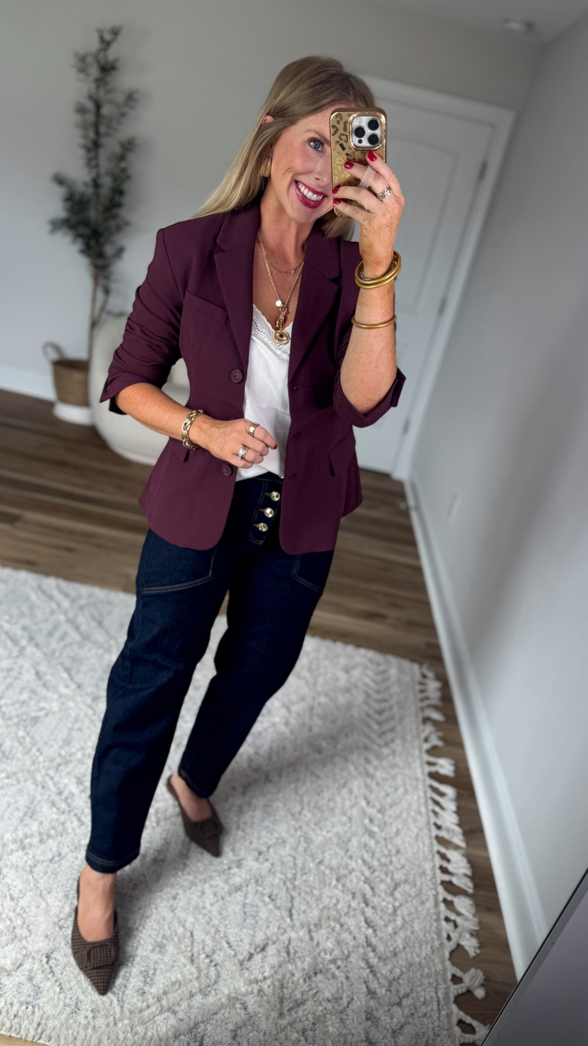 Weekend Walmart Wins try-on
Blazer- small
Embroidered tank- small
Gold button fly tapered jeans- 6

#LTKootd