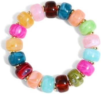 Colorful Beaded Bracelets Boho Jewelry for Women Multicolor Resin Chunky Bracelet Summer Vacation... | Amazon (US)