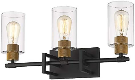 Zeyu 3-Light Vanity Wall Light, Vintage Vanity Light Fixture for Bathroom Kitchen 22 Inch, Black ... | Amazon (US)