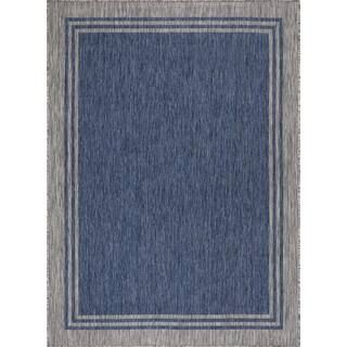 Beverly Rug 8 X 10 Azure Silver Aloha Washable Bordered Indoor Outdoor Area Rug HD-ALH60270-8X10 ... | The Home Depot