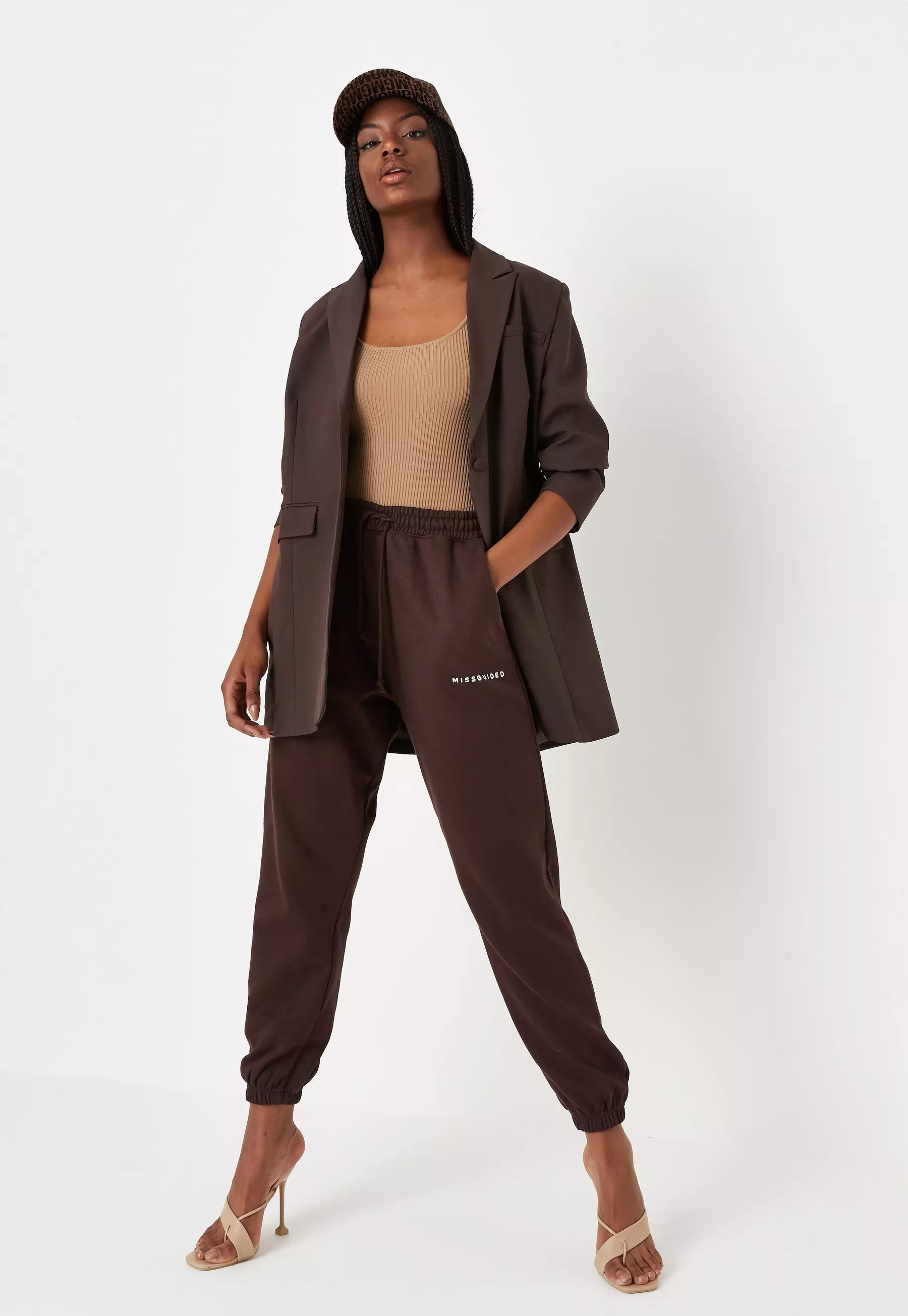 Missguided - Chocolate Missguided Oversized 90s Joggers | Missguided (US & CA)