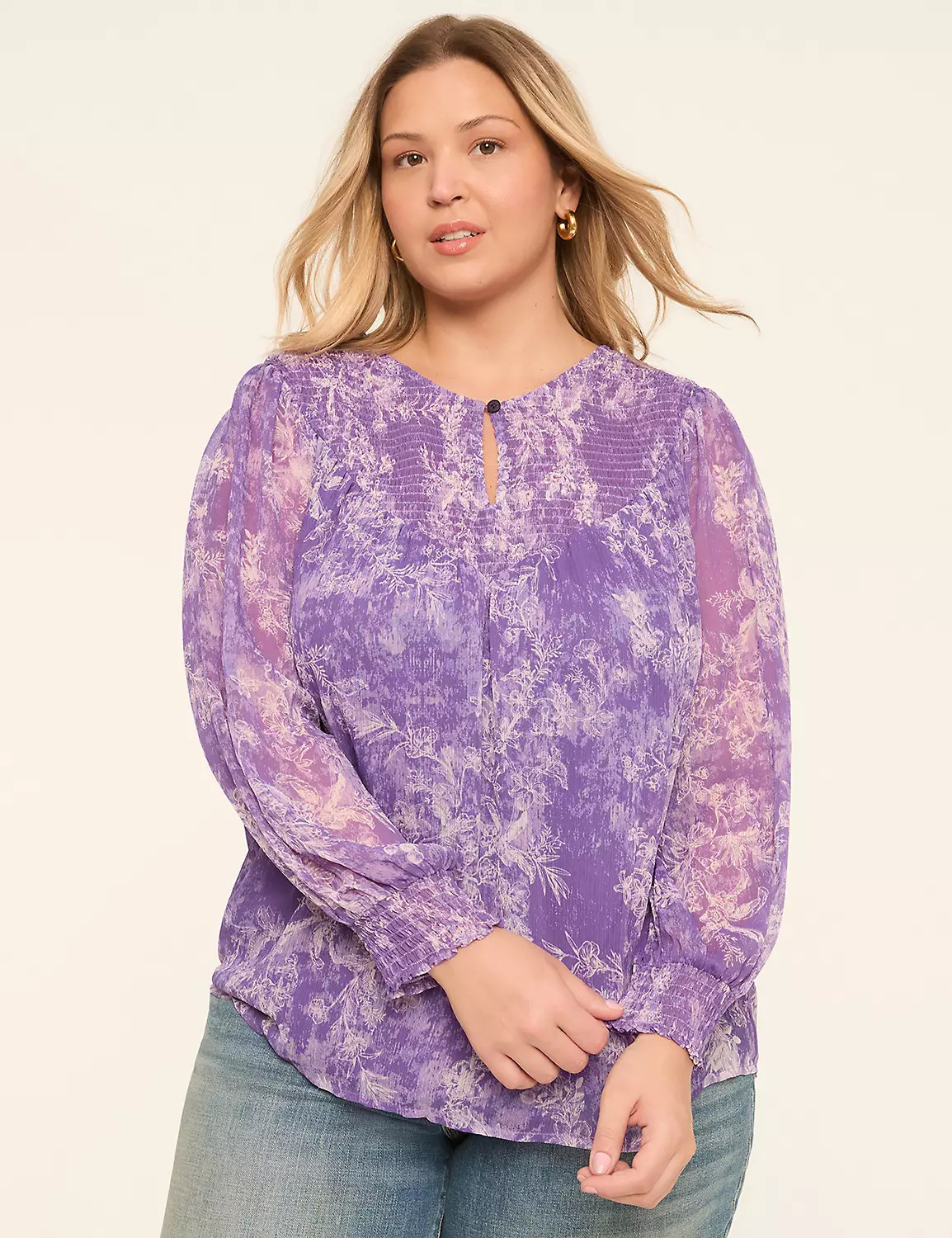 Relaxed Notch-Neck Popover Blouse | Lane Bryant (US)