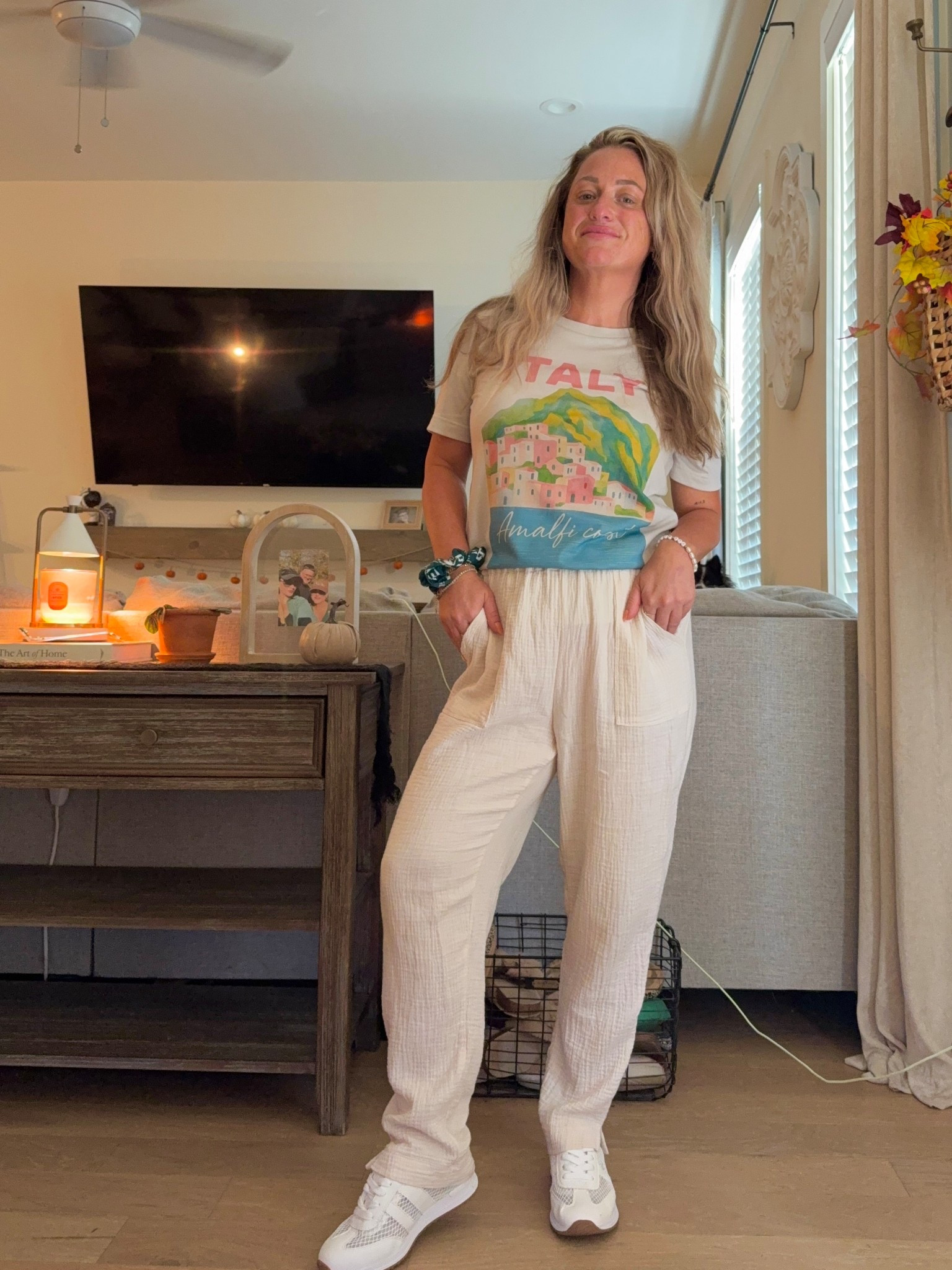 Let’s go to Italy…
Top is actually Mountain Movers
Pants are barefoot dreams
Sneakers are DV 

#LTKTravel #LTKOver40 #LTKSeasonal