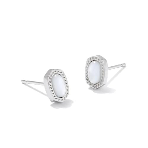 Kendra Scott Mini Ellie Rhodium-Plated Stud Earrings in Ivory Mother Of Pearl, Fashion Jewelry for Women | Amazon (US)