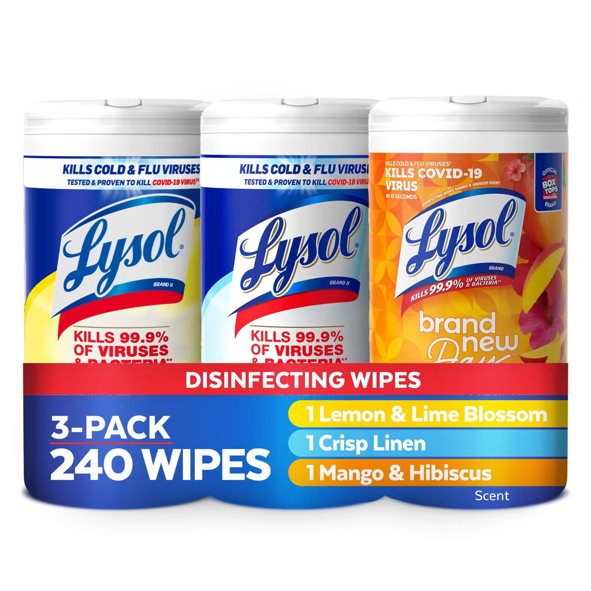 Lysol Disinfecting Wipes - Lemon/Crisp Linen/Mango and Hibiscus - 80ct | Target