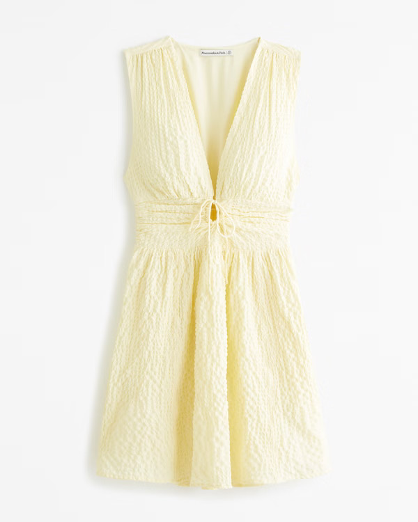 Tie-Front Textured Mini Dress | Abercrombie & Fitch (US)