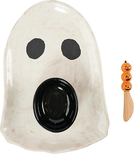 Mud Pie Halloween Ghost Chip & Dip Set, White, 14" x 10" | Amazon (US)