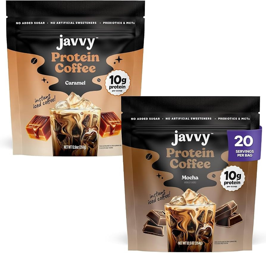 Javvy Protein Coffee for Cold Brew & Iced Coffee, Caramel/Mocha, 2 Pack | Amazon (US)