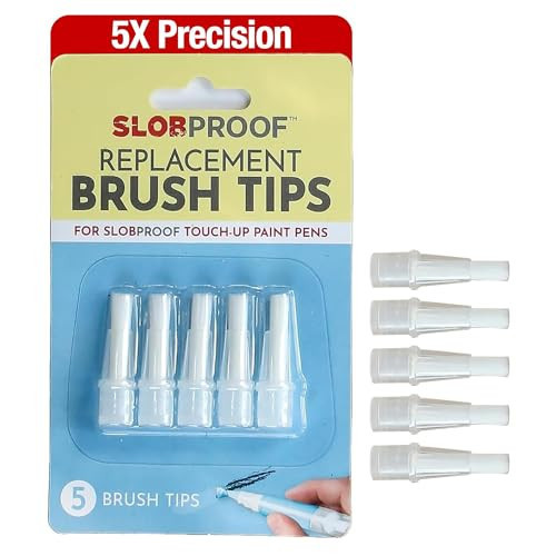 Slobproof Replacement Brush Tips for Refillable Touch-Up Paint Pens, Mess-Free, Easy to Install, Tools for Paint Brushes, DIY Home Improvement, Wall, Furniture Repair, Arts and Crafts, Pack of 5 | Amazon (US)