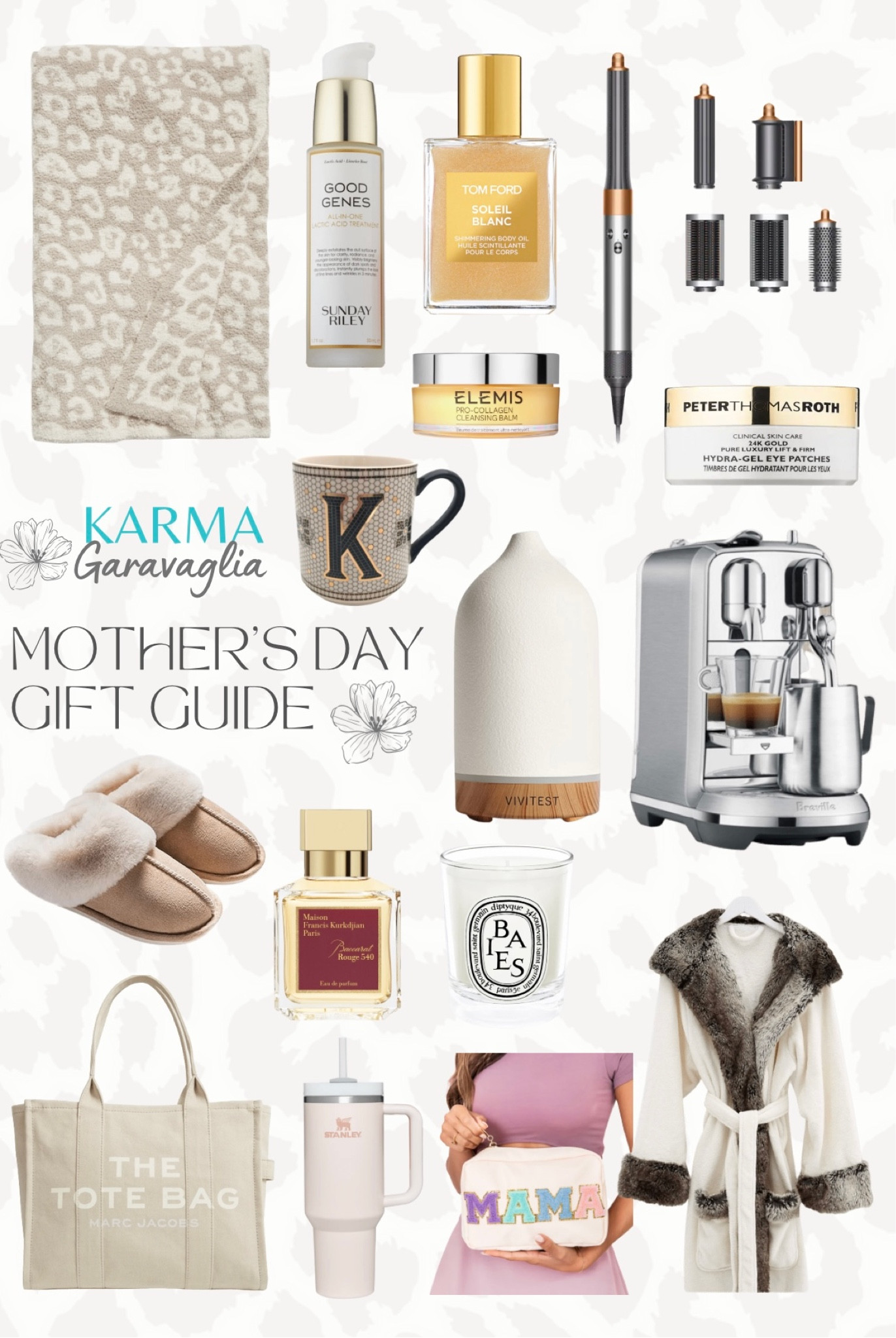Mothers Day, gift ideas, Mother’s Day gift, gift guide, gifts for her, Barefoot Dreams leopard blanket | Sunday Riley Good Genes, | Tom Ford Soleil Blanc Shimmering Body Oil | Dyson Airwrap | Elemis Cleansing Balm | Peter Thomas Roth Eye Gel Patches | Anthropologie Tiled Monogram Mug | Amazon Diffuser | Nespresso Espresso Machine | UGG Dupe Slippers | Diptyque Candle | Baccarat Rouge 540 Fragrance | Marc Jacobs Tote Bag | Stanley tumbler | Pink Lily Mama Makeup Bag | Pottery Barn Robe

Follow me for more fashion finds, beauty faves, lifestyle, home decor, sales and more! So glad you’re here!! XO!!

#LTKbeauty #LTKGiftGuide #LTKunder100