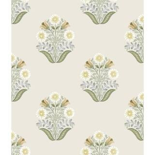 York Wallcoverings Sophie Sage Floral Medallion Peel and Stick Wallpaper PSW1575RL - The Home Dep... | The Home Depot