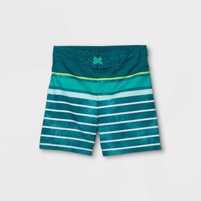 Toddler Boys' Striped Swim Trunks - Cat & Jack™ Turquoise | Target
