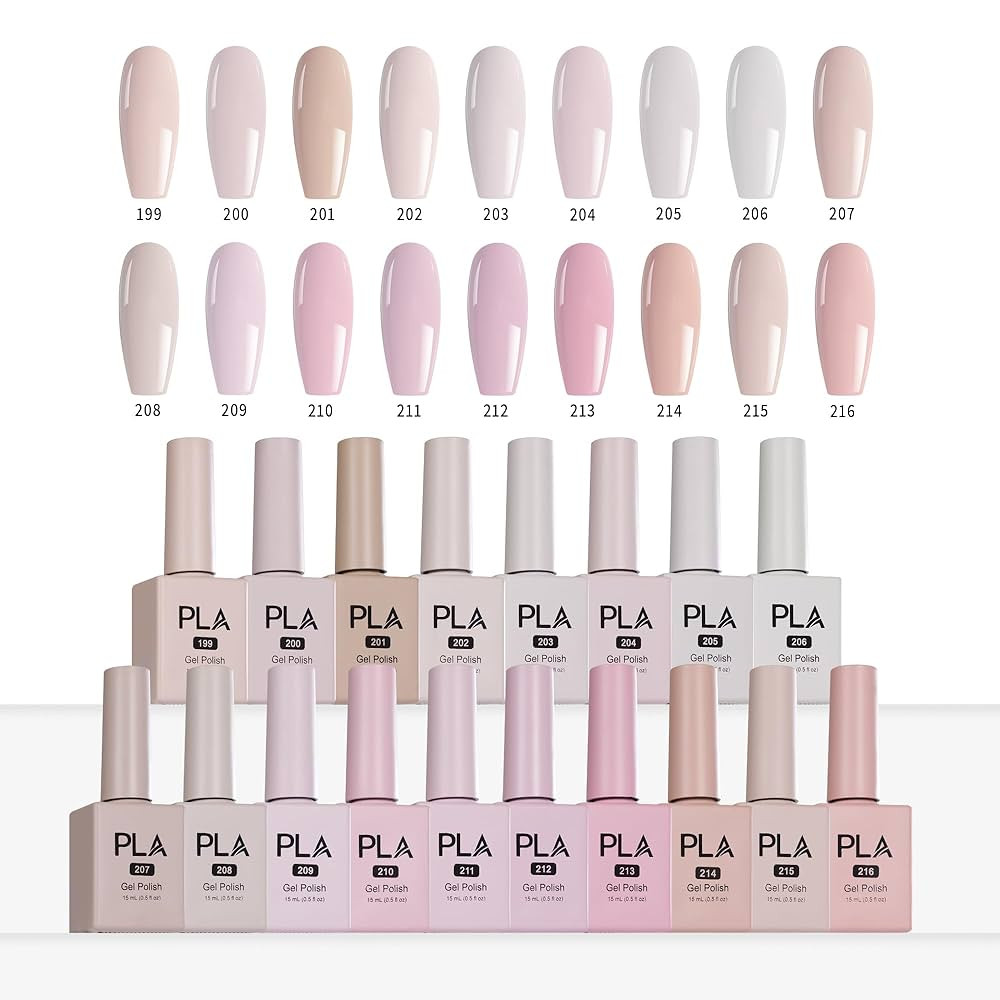 PLA Gel Nail Polish Fashionably Light Collection 18 Nail Colors Nude Gel Nail Polish Sheer Shades... | Amazon (US)