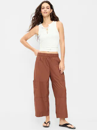 Mid-Rise Pull-On Cropped Utility Pants | Old Navy (US)