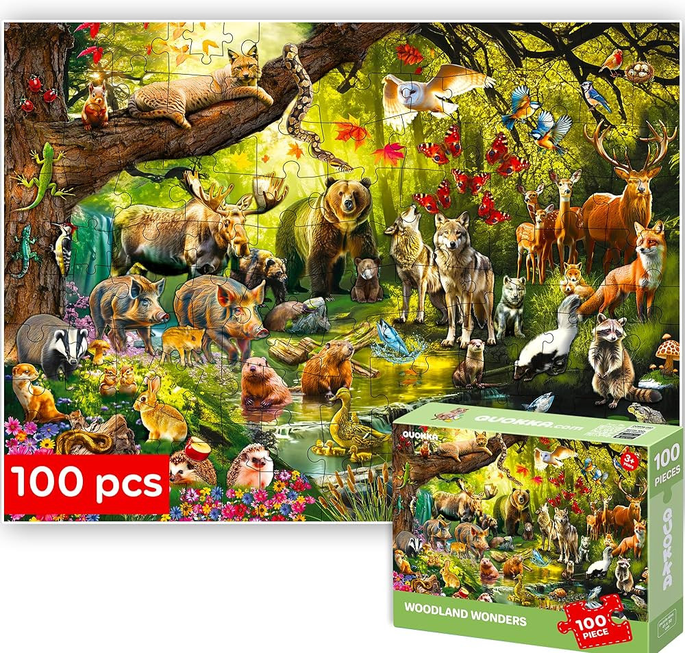 QUOKKA 100 Piece Puzzles for Kids Ages 4-6 – Floor Kids Puzzles Ages 6-8 Year Old – Toy for L... | Amazon (US)