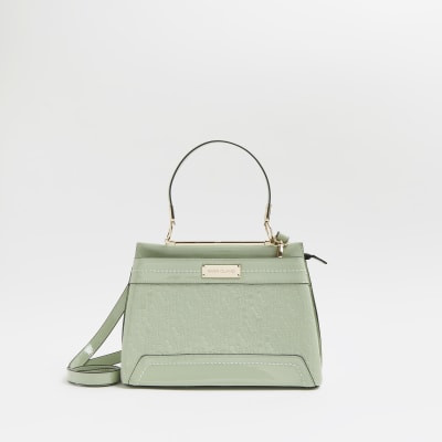 Green RI monogram embossed tote bag | River Island (UK & IE)