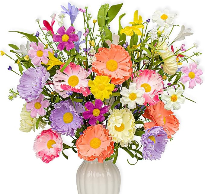 VioletEverGarden 12 Pack Spring Decorations for Home 4 Colors Artificial Spring Flowers 17 Inch S... | Amazon (US)